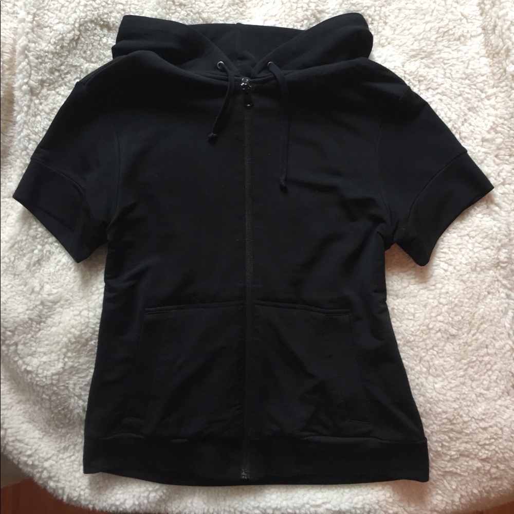 Theory short sleeved black hoodie